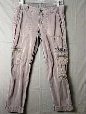 J Crew Women's Size 4 City Fit Cargo Pants Grey Ripstop Cotton Utility Zipper